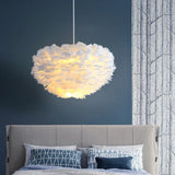 Nordic White Feather Lamp, Nordic Bedroom Lamp, Cozy Romantic Bedside Decor Pendant Light Cover