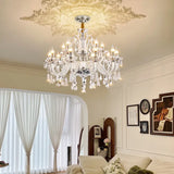 European Luxury Crystal Chandelier LED Living Room Restaurant Bedroom Villa  Hotel Duplex Building Candle Pendent Lamp