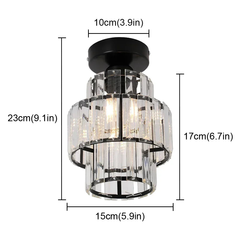 Modern Crystal Ceiling Light Flush Mount Ceiling Chandeliers Lamp LED Bedroom Corridor Entrance Lighting Fixtures E27 Gold Black