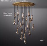 Modern Raindrop Pendant Light Lamp Luxury Round Brass High Ceiling Glass Lampshape Chandelier For Living Room Dining Room Stairs