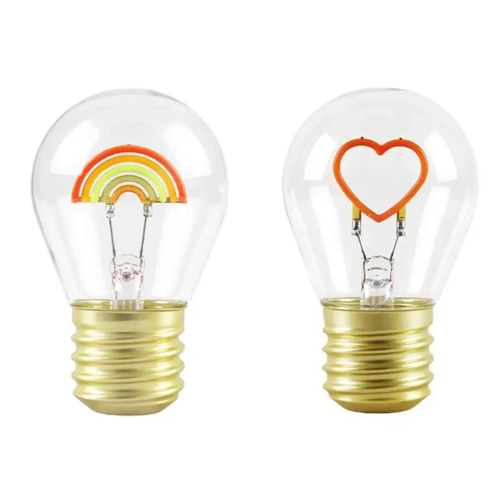 Heart/Rainbow Shape Edison Bulb Usb Filament 5v E40 Lamp Light Bulbs Rechargeable Creative Night Children Handheld Decoration