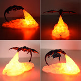 3D Printed LED Fire Dragon Night Light (USB Rechargeable) - Mythical Desktop Flame Lamp for Gaming Desk, Kids Room & Camping