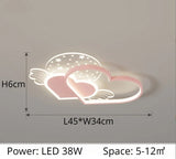 Creative Cartoon Ceiling Lamp Living Room Children's Bedroom Boy Girl Pink Love Wings Chandelier Warm Romantic Room Decor Light