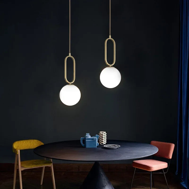 Modern Nordic Glass Ball Pendant Light - Minimalist Hanging Ceiling Fixture for Living Room, Dining Room & Bedroom Decor