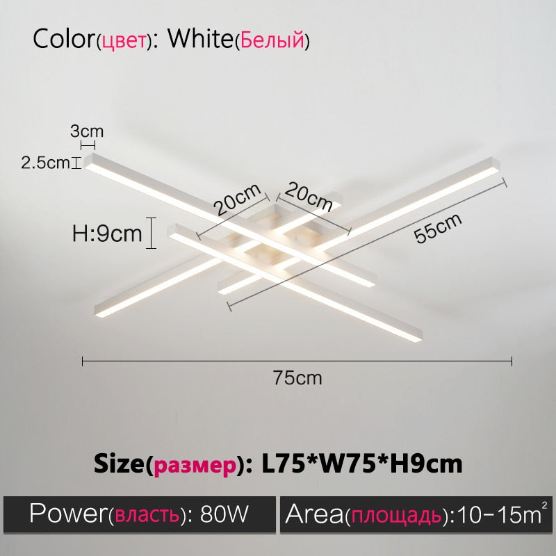 Black chandelier square bedroom lamps living room lamp led ceiling lamp Nordic minimalist creative led ceiling lamp strip lights