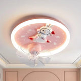 Full spectrum eye protection children's fan LED ceiling light for male and female bedrooms cartoon moon astronaut ceiling light