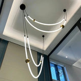 Modern Nordic Artistic Decorative Long Lines LED Pendant Light Hanging Lamps Exhibition Gallery Restaurant Lighting Fixture