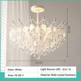 French K9 Crystal Chandelier Luxury Vintage Blue/White Natural Shell Pendant Light for Romantic Villa Living Dining Room Bedroom