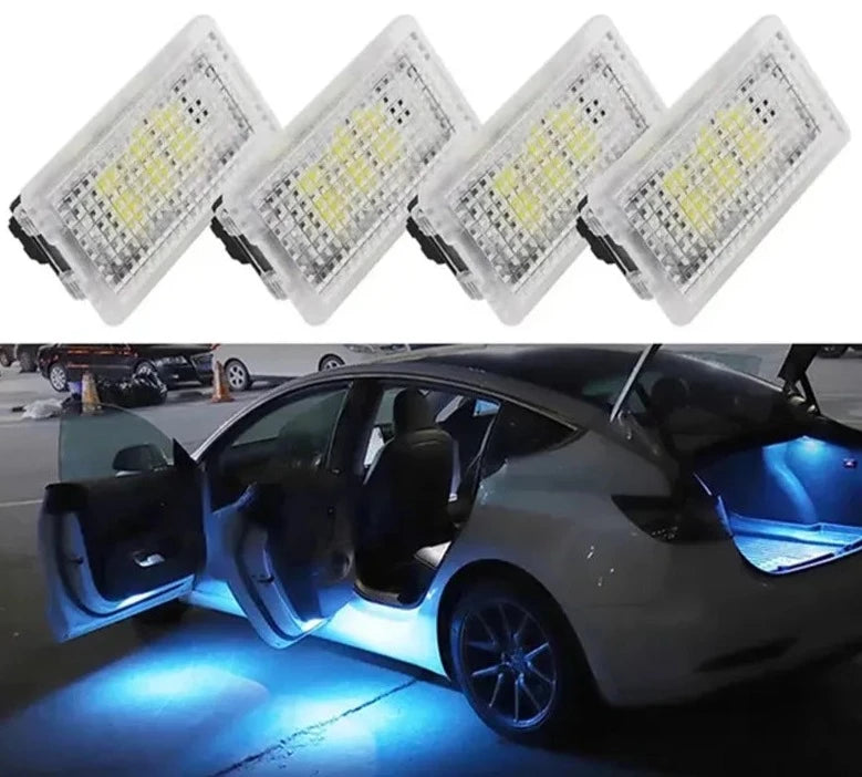 For Tesla Model 3 Y S X Ultra-bright Interior LED Lighting Bulbs Kit Accessories Fit Trunk, Frunk, Door Puddle, Foot-Well Lights