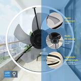 Ceiling Fan with Remote Control Flush Mount Modern Indoor 19.7" LED Dimmable Low Profile Ceiling Fans