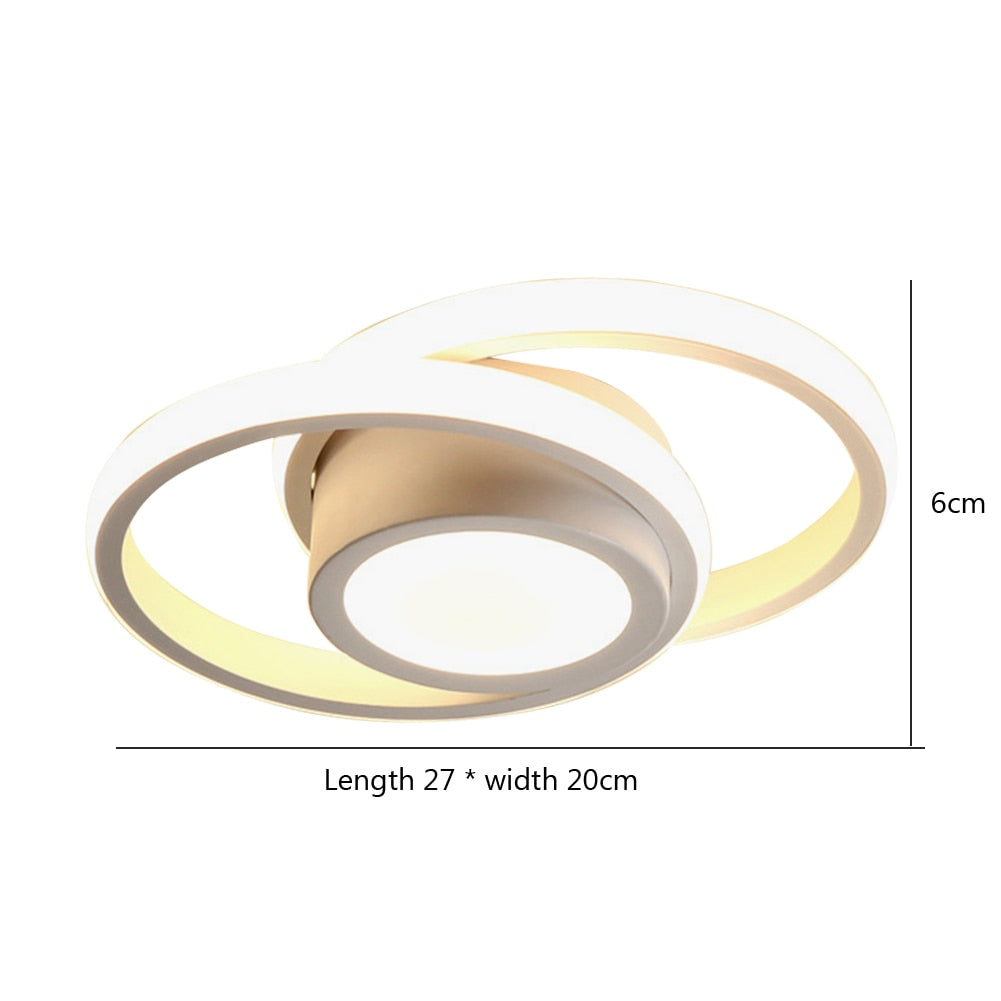 Small Modern LED Ceiling Light 2 Rings Creative Design Ceiling Lamp Indoor Lighting Fixtures Hallway Balcony Aisle Office Lustre