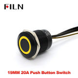 19mm 20A Push Button Switch - IP66 Waterproof Metal LED Light