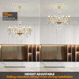 10Arms K9 Crystal Chandelier Adjustable Chain Ceiling Pendant Lamp Modern Lighting For Living Room Bedroom Hall Home Decor