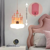 Minimalist New Pendant Light Girls Creative Pink Castle Clouds Small Chandelier Children's Room Bedside Bedroom LED Hanging Lamp