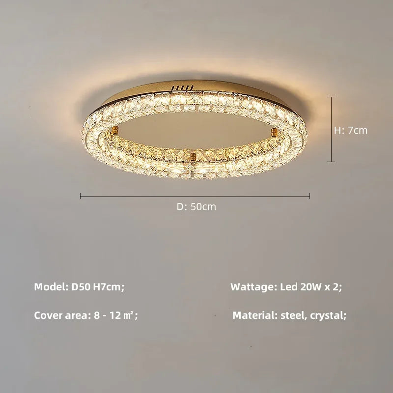 Luxuy gold LED Ceiling lamp modern crystals round ceiling chandelier for living room hotel hall bedroom restaurant lighting