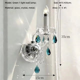 French Green Crystal Candle Chandelier Luxury Romantic Glass E14 Pendant Lights Living Room Art Decor Led Lamparas Bedroom Lamp
