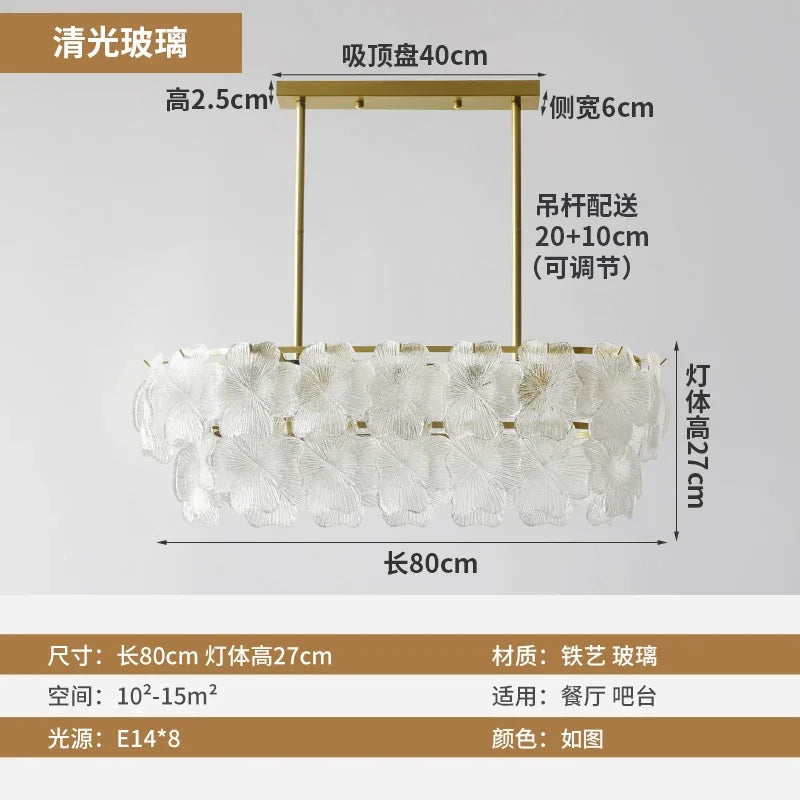 French Luxury Crystal Living Room Pendant Light Internet Famous Creative Shell Light Romantic Clover Pendant Light