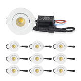 10pcs 3W IP65 Recessed Light Mini Led Downlight Water Proof Dimmable Spotlight Room Decor 52mm Built Ceiling Spot Circular Lamp