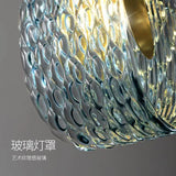 Creative All-copper Headboard Chandelier Light Luxury Individual All-copper Bedroom Blue Glass Lamp Indoor Home Decor G9 Bulb