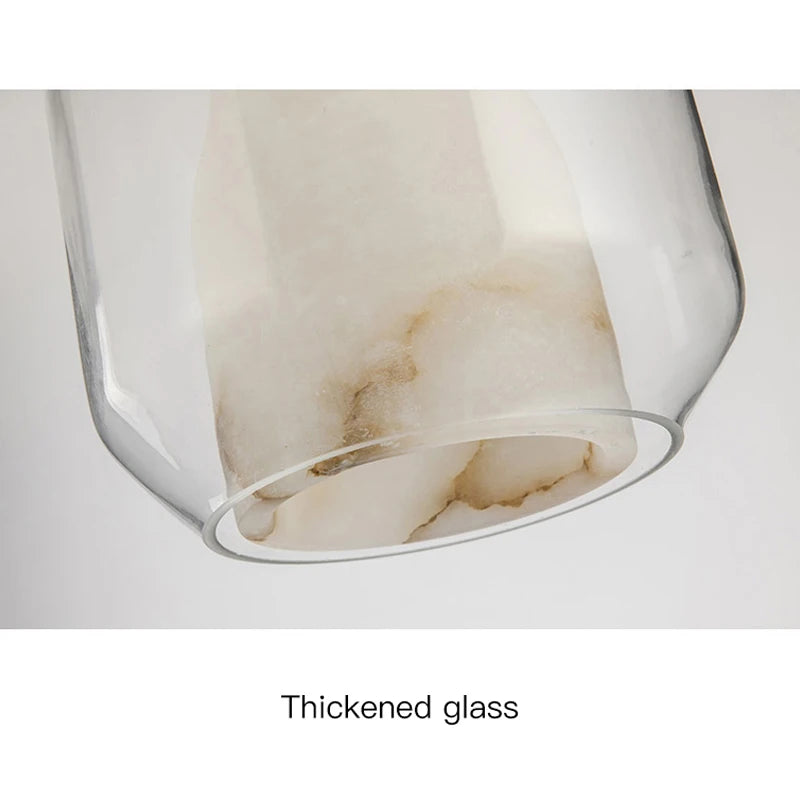 Nordic Glass Marble LED Pendant Lamp For Bedroom Bedside Dining Room Bar Bathroom Villa Art Decoration Small Chandelier Light