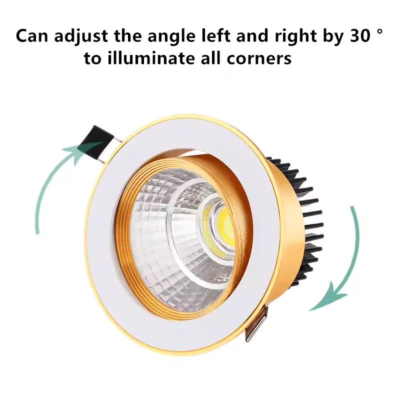Gold Electroplated Recessed LED Downlights - Ultra-High Quality COB Ceiling Spotlights