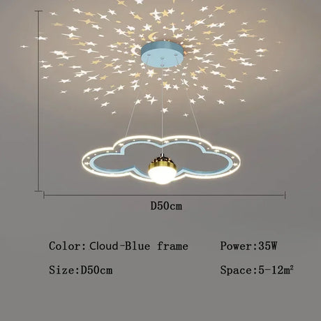Modern Creative Star Children's Room LED Chandeliers for Bedroom Study Design Ring Lamp Home Decors Cartoon Warm Lighting Fixture