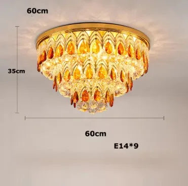 Postmodern K9 Crystal Peacock Chandelier - Luxury Golden LED Ceiling Light