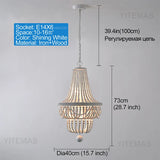 Vintage Black Pendant Chandelier Wood Beaded Antique Lighting Foyer Dining Nordic Chandelier Bedroom Pendant Kitchen Lamps