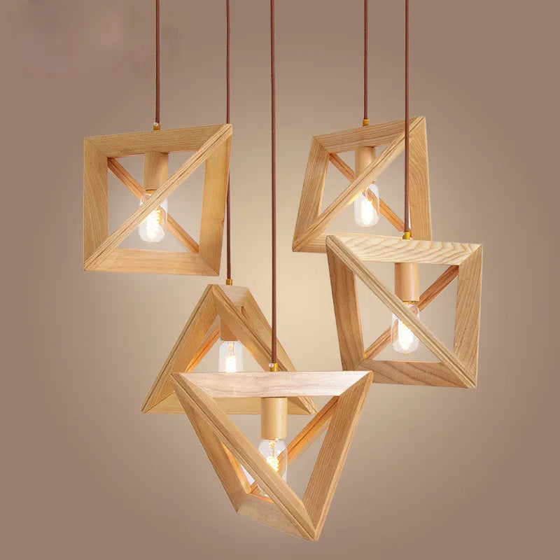 New Chinese Style Minimalist Wooden LED Chandelier - Modern Postmodern Ceiling Pendant Light