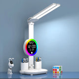 RGB LED Table Lamp Clock Display Touch Dimmable Reading Lamp  USB Rechargeable Foldable Eye Protection Desk Lamp Night Light