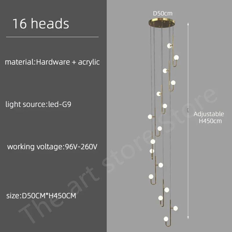 Modern Duplex Staircase LED Pendant Light - Living Room Long Hanging Lamp