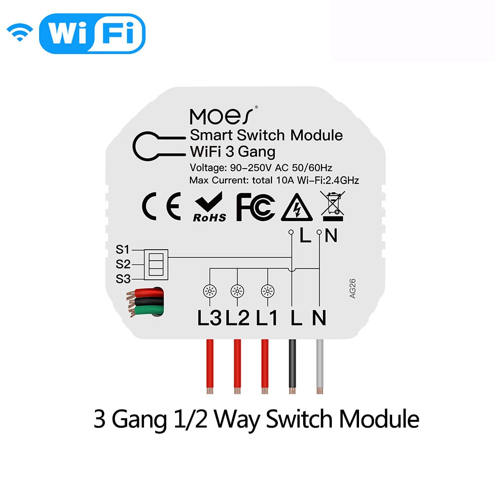 Wi Fi Smart Light Dimmer Module / Switch Module Smart Life Tuya APP Remote Control Work via Alexa Google Home 1/2 Way 1/2 Gang