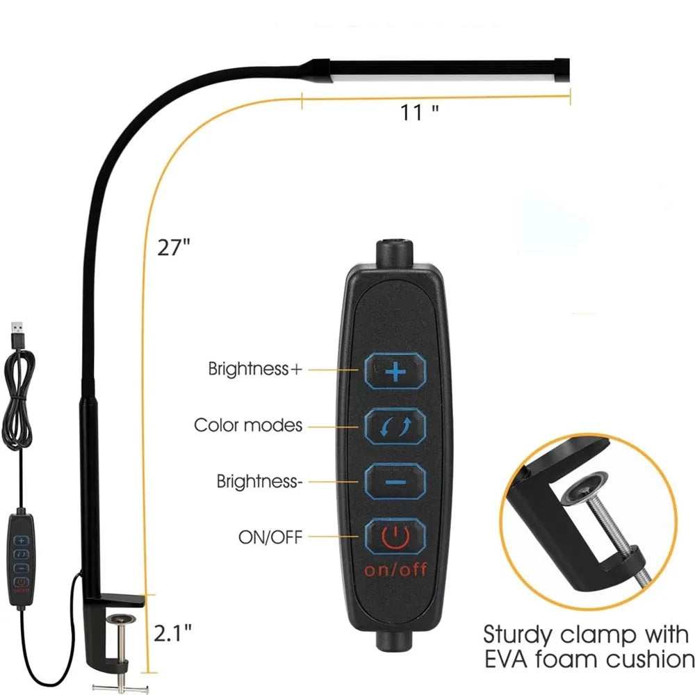 Double Head LED Clip Desk Lamp Architect Table Lamp for Home Office Lighting 3 Color Mode and 10 Dimmable Eye Protect Desk lamps