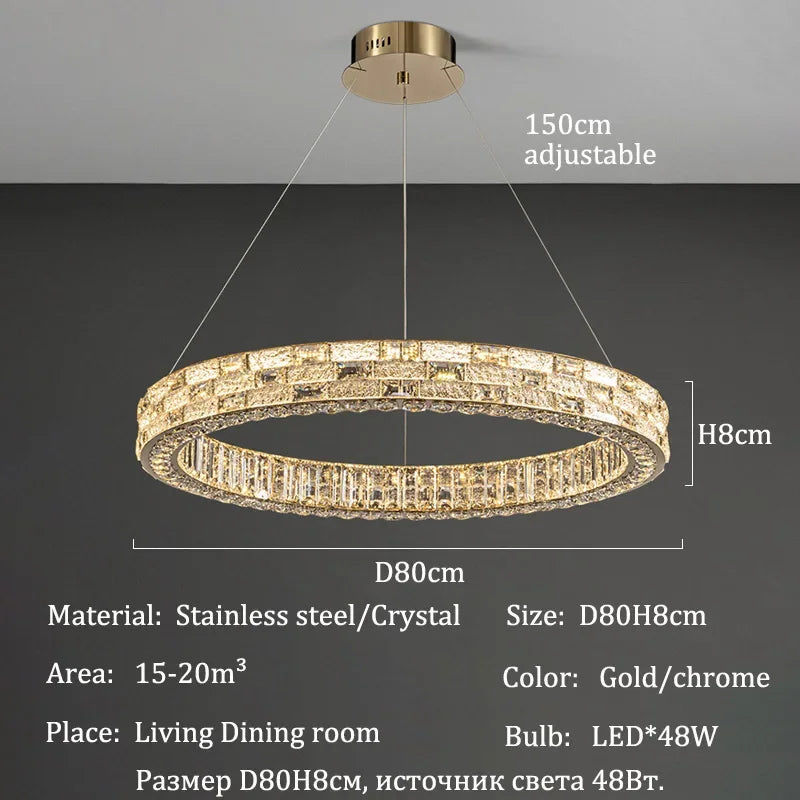 Nordic-style Luxurious Crystal Chandeliers, Led Lights, Pendant Ceiling Lamps, Suspended Chandeliers, Home Decorations, Lighting
