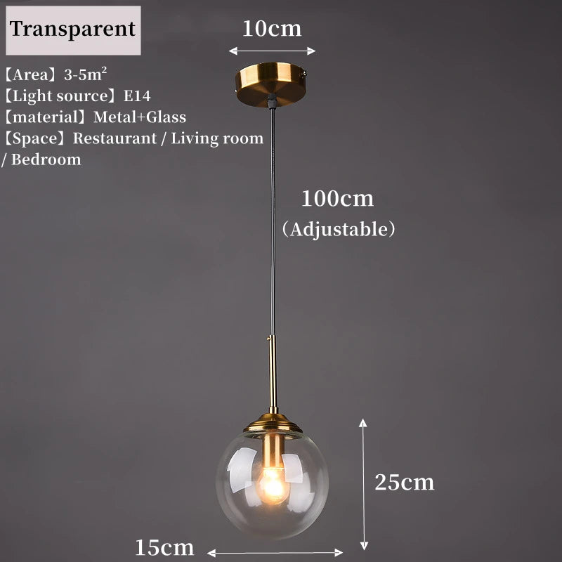 Modern Luxury Metal Chandelier Nordic Creative LED Glass Pendant Lamp Living Room Dining Room Bedside Simple Small Hanging Lamp