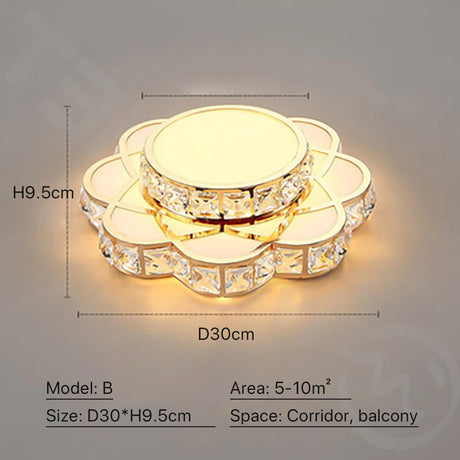 Fashion Flower Crystal LED Aisle Ceiling Chandelier Lamps Gold Plat fonier For Corridor Lustre Corridor Balcony Entrance lighting