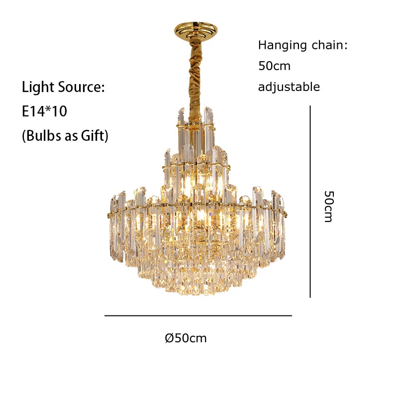 LED Luxury Light Fixture Lustre Crystal Ceiling Chandeliers Hanging Lamps Modern Decor High-end Home Appliance for Dining Room