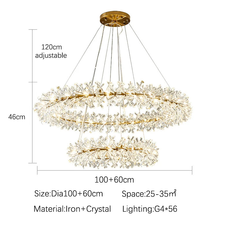 Nordic Modern Ceiling Chandelier Bedroom Dining Living Room Crystal Pendant Lamp Interior Decoration Firefly Garland LED Light