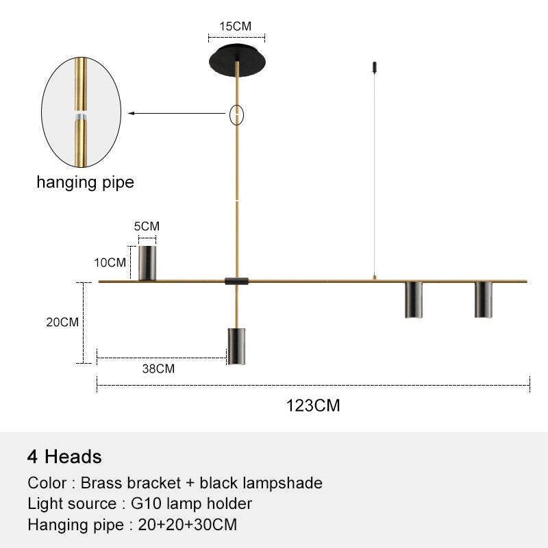 Nordic Modern Longer Chandelier Dining Table Fixtures Black Pendant Lights Restaurant Bar Kitchen Decor Living Room Hanging Lamp