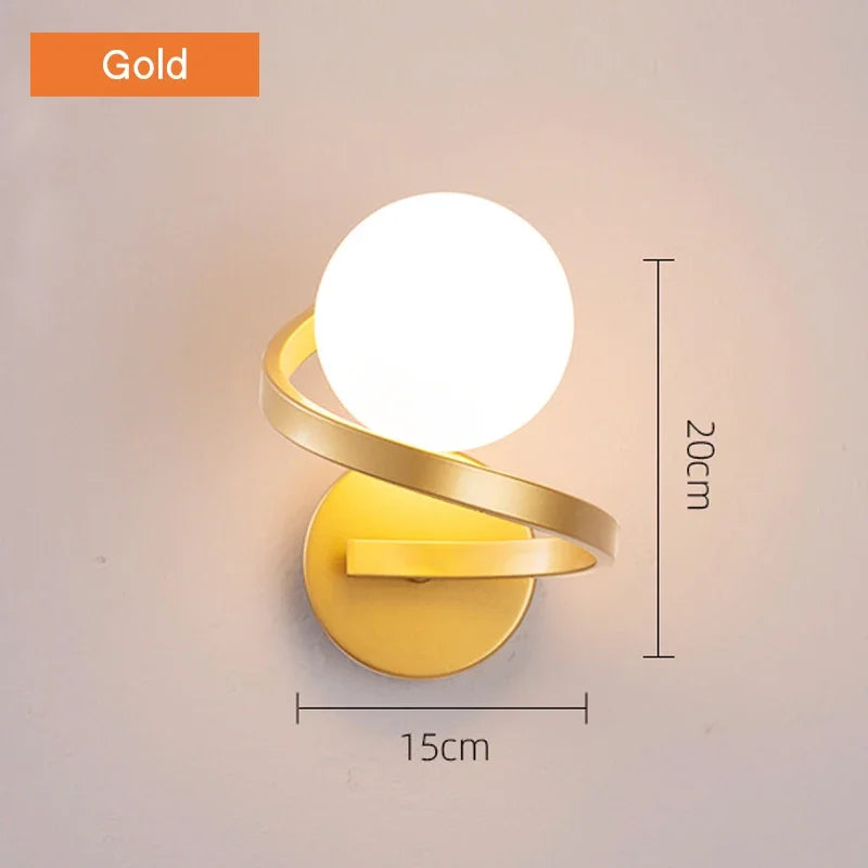 Modern Glass Wall Lamp Bedside Black Gold Wall Light Nordic Simple Sconce Living Room Bedroom Hallway Decors Illumination Fixture