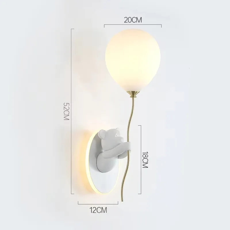 Creative Cartoon Balloon Wall Lamp - Pink & White Princess Room LED Light