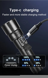 New Super Flashlights Torches Ultra Powerful Flashlight USB Recharge Flash Light 12000MAh LED Flashlight Zoom Tactical Lantern