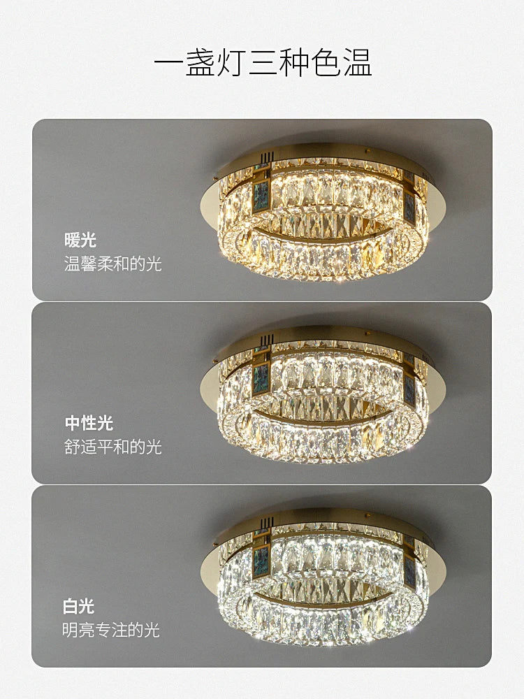 Crystal ceiling lamp master bedroom light luxury modern minimalist creative study design living room room lighting