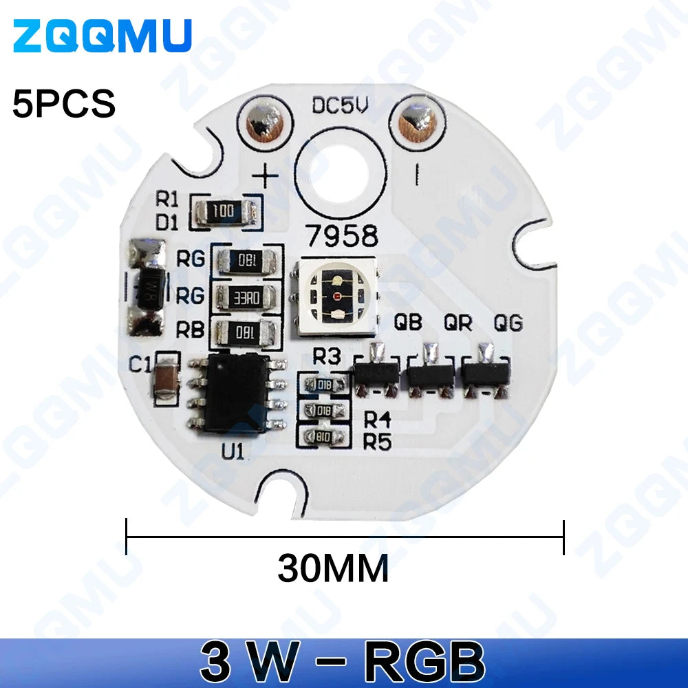 5-Pack 3W 5V LED Chips - Round DIY Light Source for Portable Lamps & M ...
