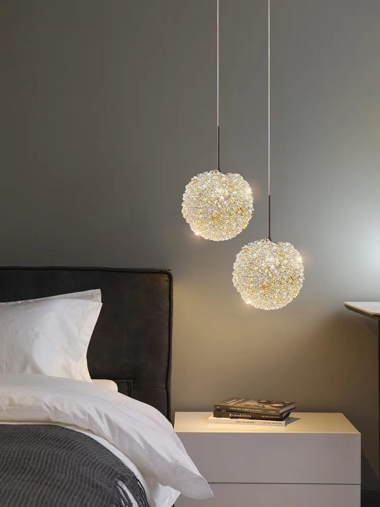 2023 Modern Luxury Creative Led Pendant Lights Crystal Ball Chandelier for Bedroom Bedside Bar Dining Room Kitchen Island Lamp