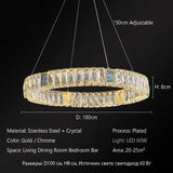 Nordic Luxury Ring K9 Crystal Chandelier Villa Living Dining Room Bedroom Ceiling LED Pendant Light Indoor Lighting Hanging Lamp