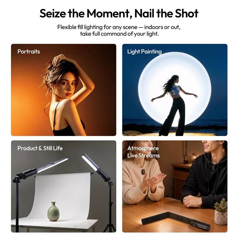 Ulanzi FOLD15 Foldable Handheld Stick Light - 2500K-9000K Dimmable RGB Video Light