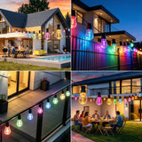 400ft Smart Outdoor Bulb String Lights APP Control RGBIC LED Bulbs Lights IP67 2.4 GHz Bluetooth Music Sync Garden Outdoor Decor