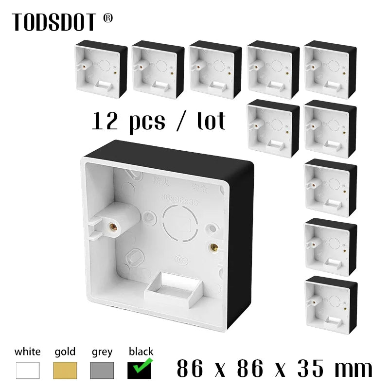 UL 94 V-0 Flame Retardant Wall Socket Box | 35mm Black Surface Mount PVC Box