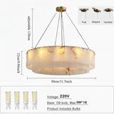 Modern Natural Marble Dimmable Pendant Light - Round Alabaster Ceiling Chandelier Fixture for Living Room & Dining Room